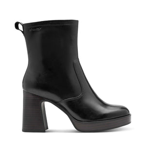 Tamaris Leather Platform Ankle Boot Black