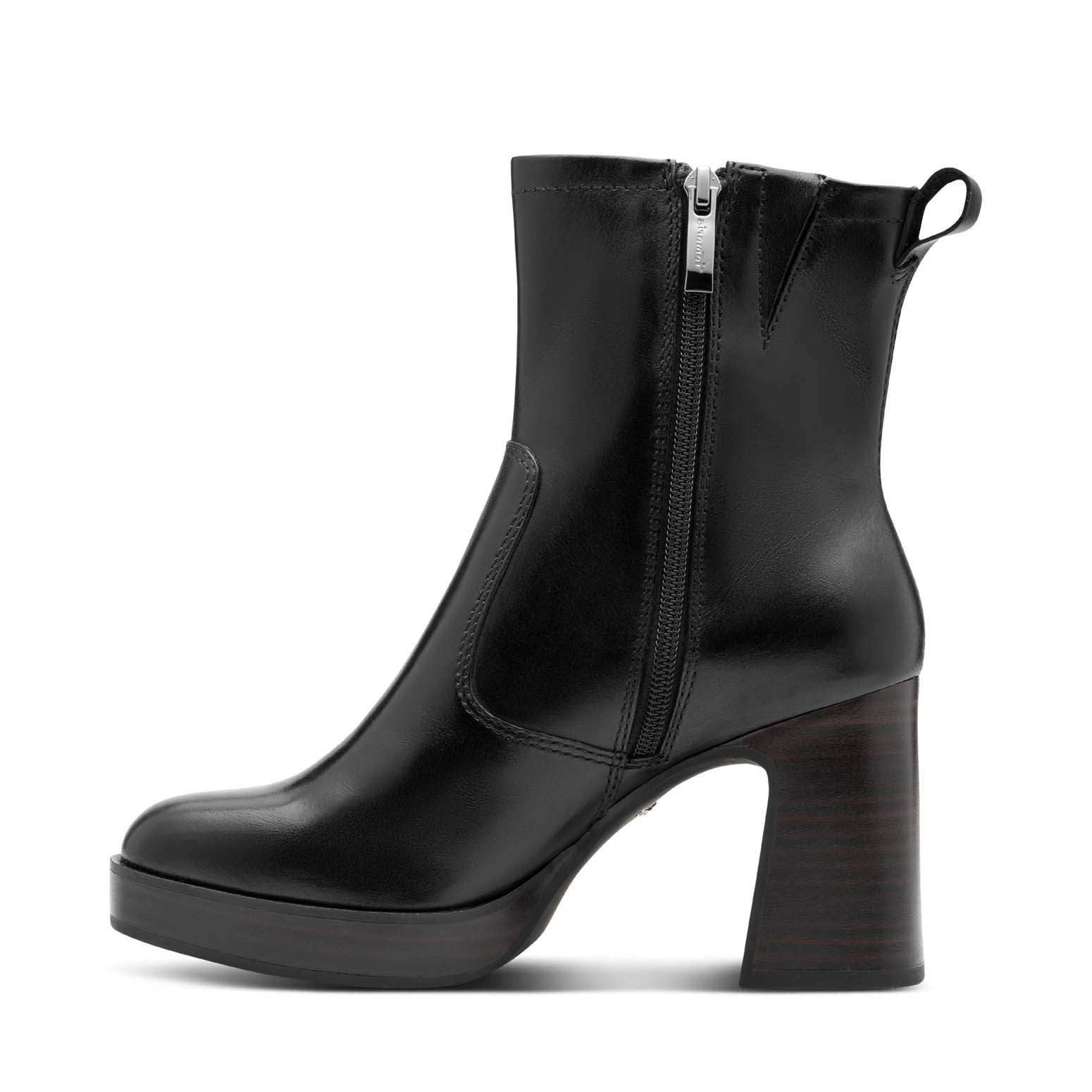 Tamaris Leather Platform Ankle Boot Black