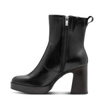 Tamaris Leather Platform Ankle Boot Black