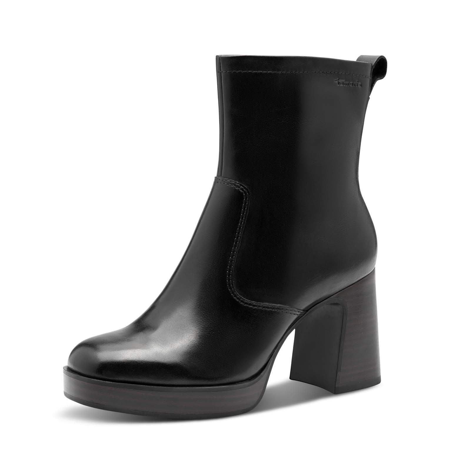 Tamaris Leather Platform Ankle Boot Black