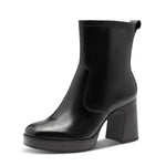 Tamaris Leather Platform Ankle Boot Black