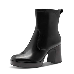 Tamaris Leather Platform Ankle Boot Black