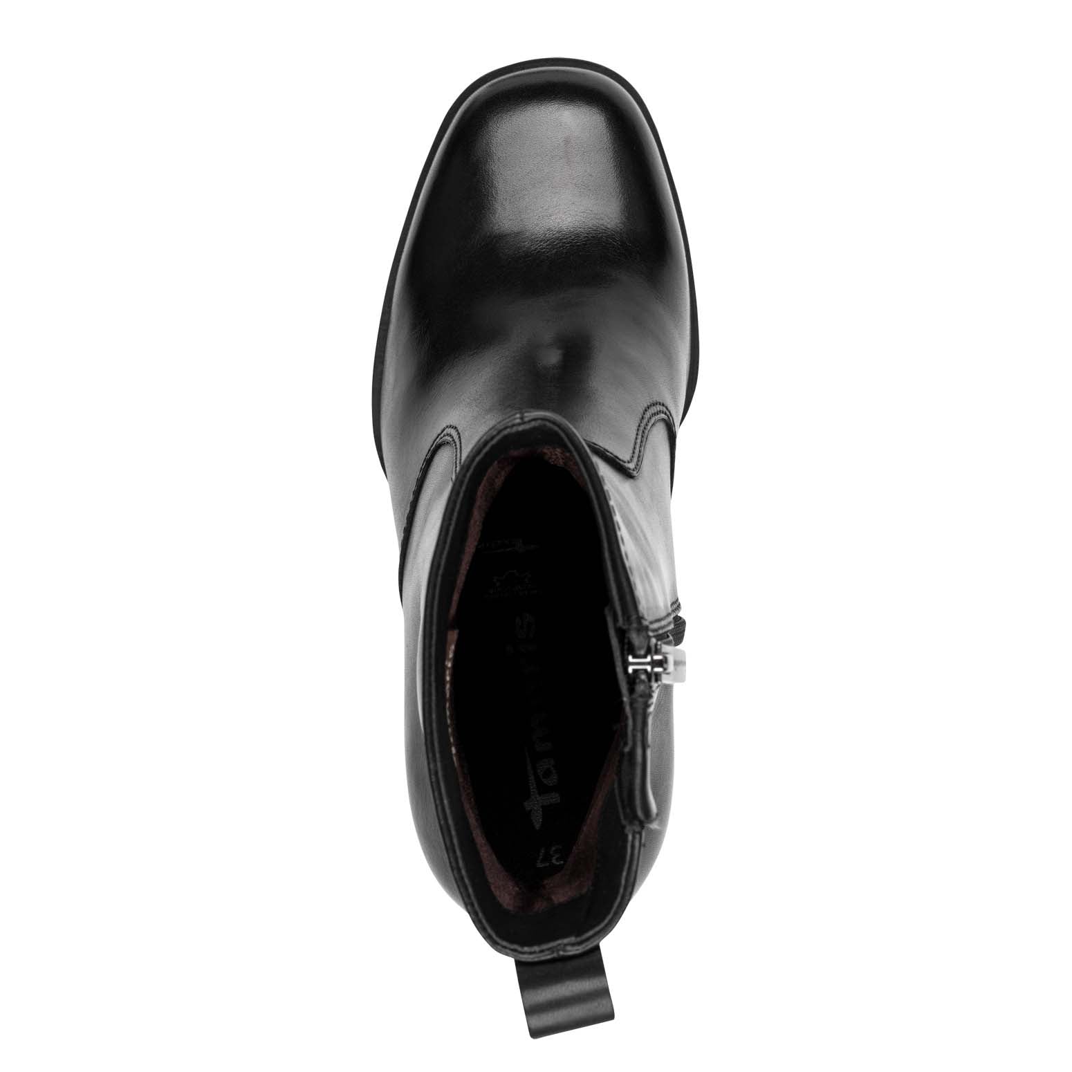 Tamaris Leather Platform Ankle Boot Black