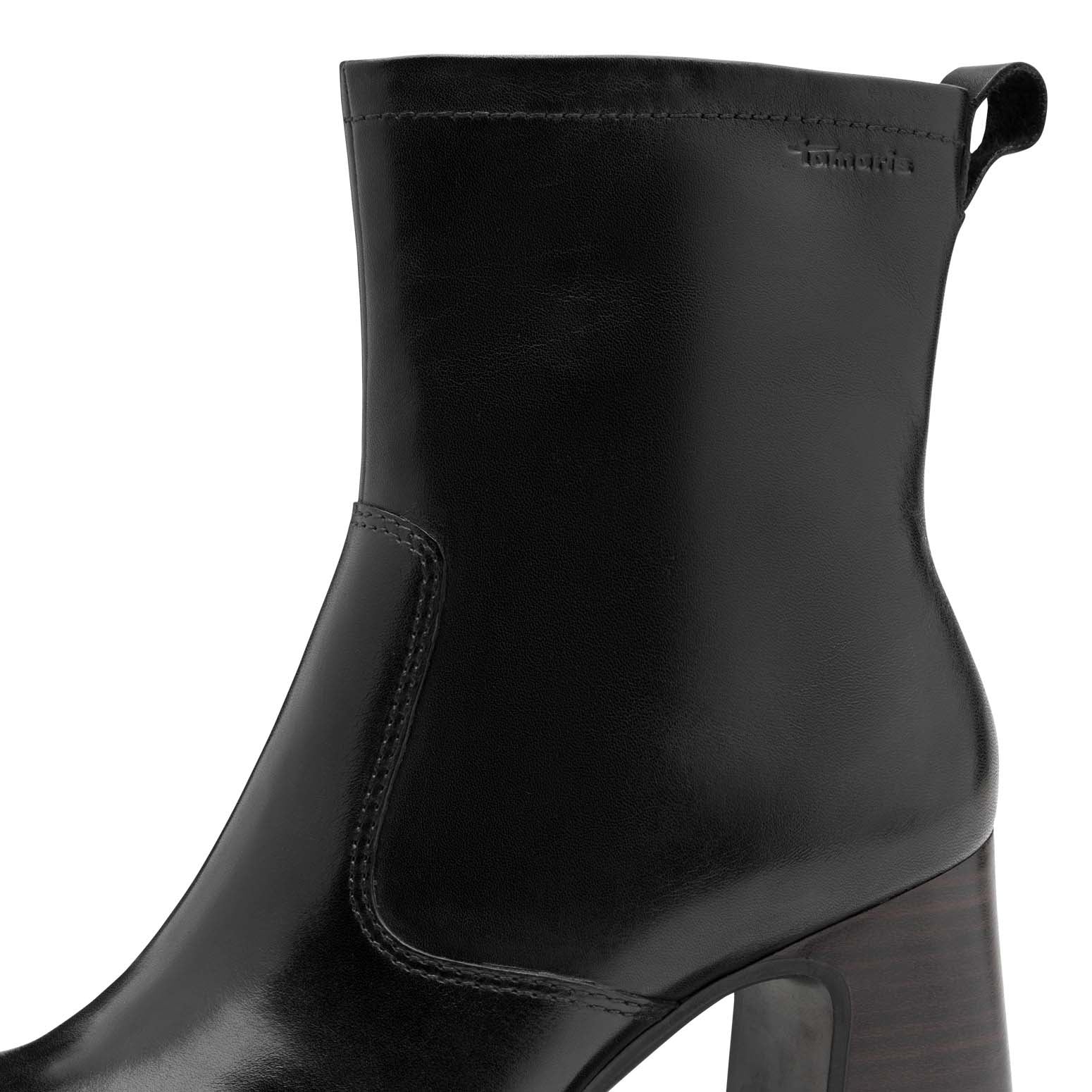Tamaris Leather Platform Ankle Boot Black
