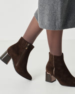 Tamaris Classic Suede Block Heel Ankle Boot Mocca