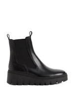 Tamaris Low Wedge Leather Ankle Boot Black