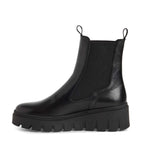 Tamaris Low Wedge Leather Ankle Boot Black