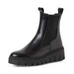 Tamaris Low Wedge Leather Ankle Boot Black