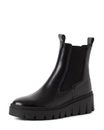 Tamaris Low Wedge Leather Ankle Boot Black