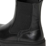 Tamaris Low Wedge Leather Ankle Boot Black
