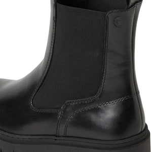 Tamaris Low Wedge Leather Ankle Boot Black