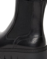 Tamaris Low Wedge Leather Ankle Boot Black