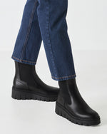 Tamaris Low Wedge Leather Ankle Boot Black