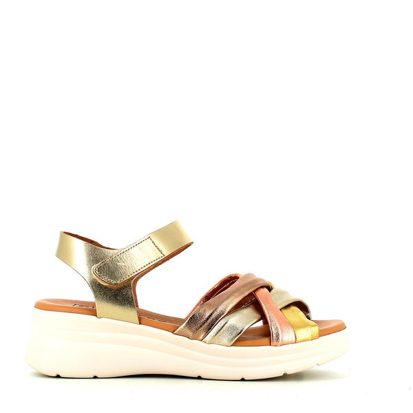 Pitillos Velcro Wedge Sandal Gold Multi