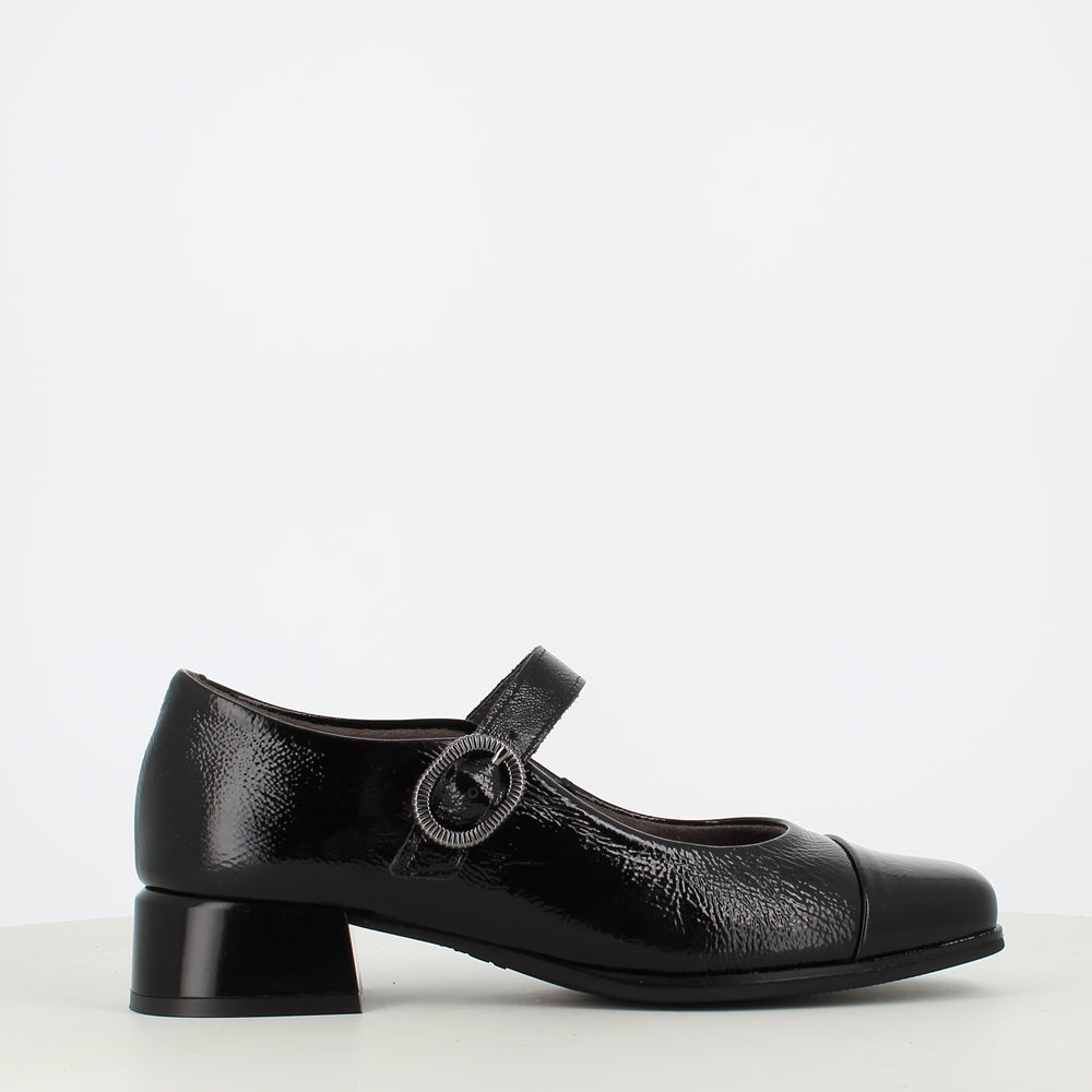 Pitillos Mary Jane Court Shoe Black Patent