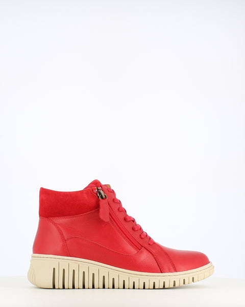 Cinders Edit Soft Leather Ankle Boot Red
