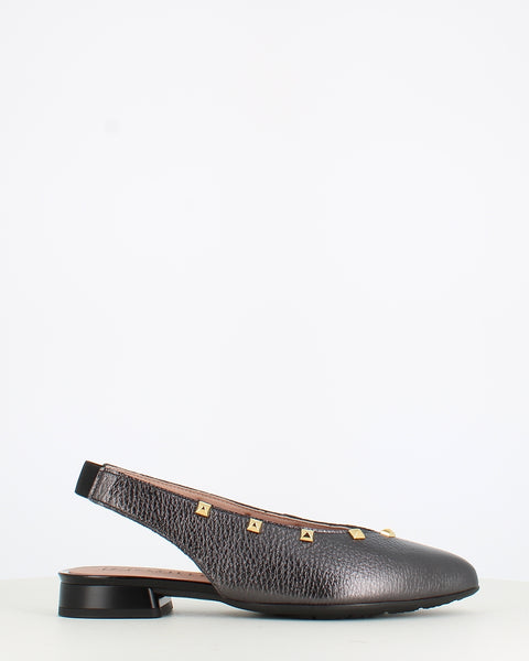 Pitillos Ballet Flat Stud Slingback Black