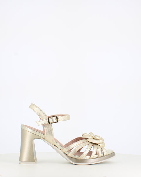 Pitillos High Heel Strappy Sandal Flower Light Gold
