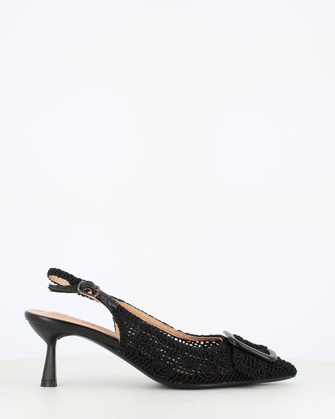 Cinders Edit Rope Heel Slingback Black