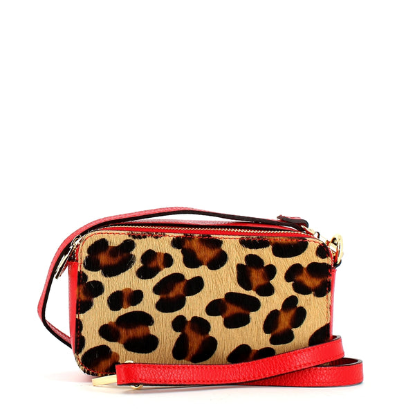 Andrea Cardone Red Leopard Print Handbag