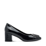 Marco Tozzi Block Heel Court Patent Black