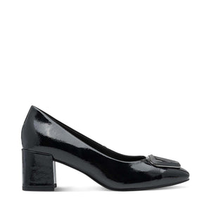 Marco Tozzi Block Heel Court Patent Black