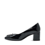 Marco Tozzi Block Heel Court Patent Black