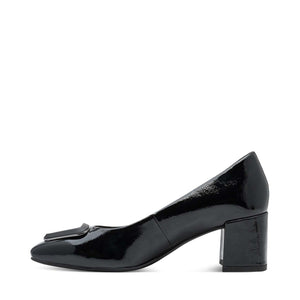 Marco Tozzi Block Heel Court Patent Black