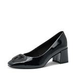 Marco Tozzi Block Heel Court Patent Black