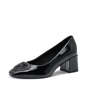 Marco Tozzi Block Heel Court Patent Black