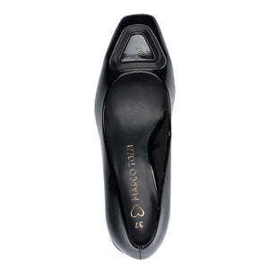 Marco Tozzi Block Heel Court Patent Black
