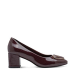 Marco Tozzi Block Heel Court Patent Burgundy