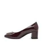 Marco Tozzi Block Heel Court Patent Burgundy