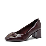 Marco Tozzi Block Heel Court Patent Burgundy