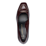 Marco Tozzi Block Heel Court Patent Burgundy