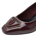 Marco Tozzi Block Heel Court Patent Burgundy
