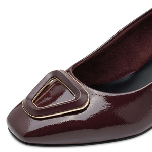 Marco Tozzi Block Heel Court Patent Burgundy