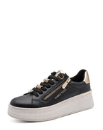 Marco Tozzi Flatform Zip Trainer Black Comb