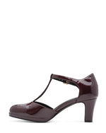 Marco Tozzi Patent T-Bar Shoe Bordeaux