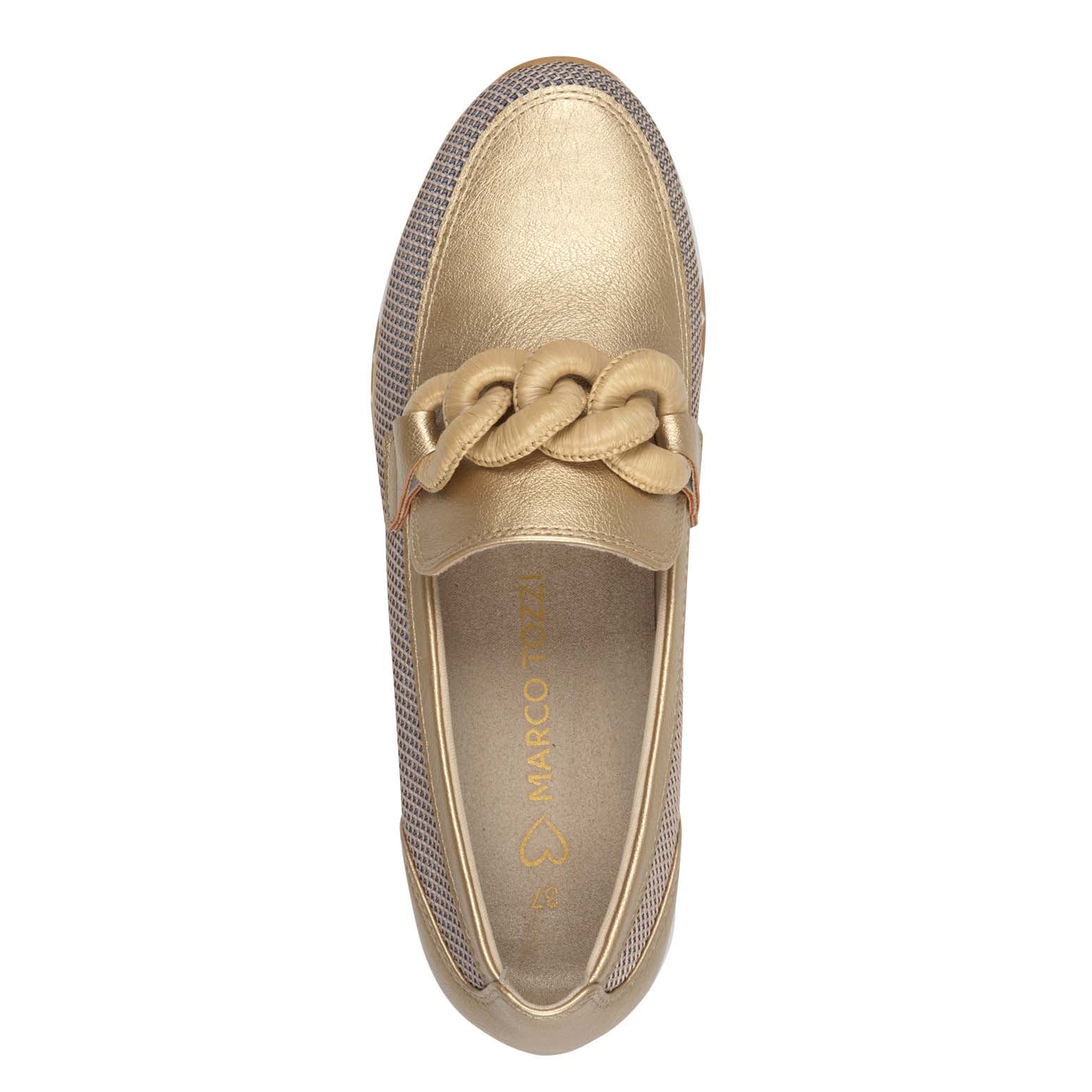 Marco Tozzi Mesh Wedge Loafer Gold