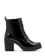 Marco Tozzi High Laced Patent Ankle Boot Black