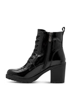 Marco Tozzi High Laced Patent Ankle Boot Black