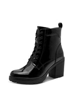 Marco Tozzi High Laced Patent Ankle Boot Black