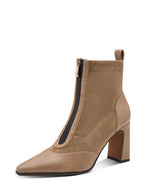 Marco Tozzi High Heel Zip Ankle Boot Stretch Mix Antelope