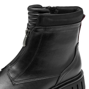 Marco Tozzi Chunky Front Zipper Boot Black Comb