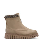 Marco Tozzi Chunky Front Zipper Boot Taupe Comb