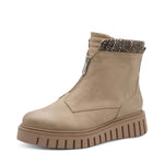 Marco Tozzi Chunky Front Zipper Boot Taupe Comb