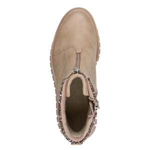 Marco Tozzi Chunky Front Zipper Boot Taupe Comb