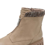Marco Tozzi Chunky Front Zipper Boot Taupe Comb