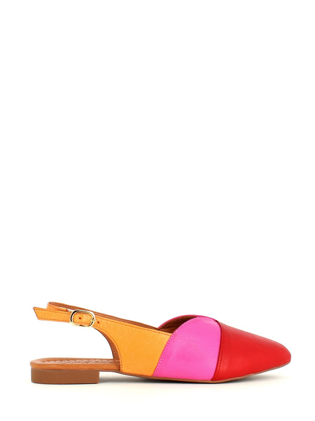 Cinders Edit Low Leather Slingback Red Pink